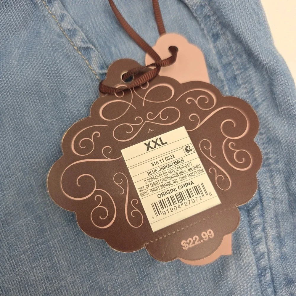 Knox Rose Chambray Shorts Women's Size XXL Blue Denim Elastic‎ Waist Stretch NWT